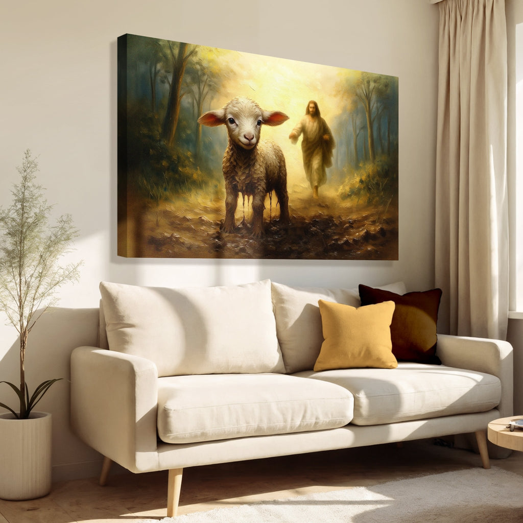 Jesus Running After A Lost Lamb Faith Wall Art - SNOODBANGER customs