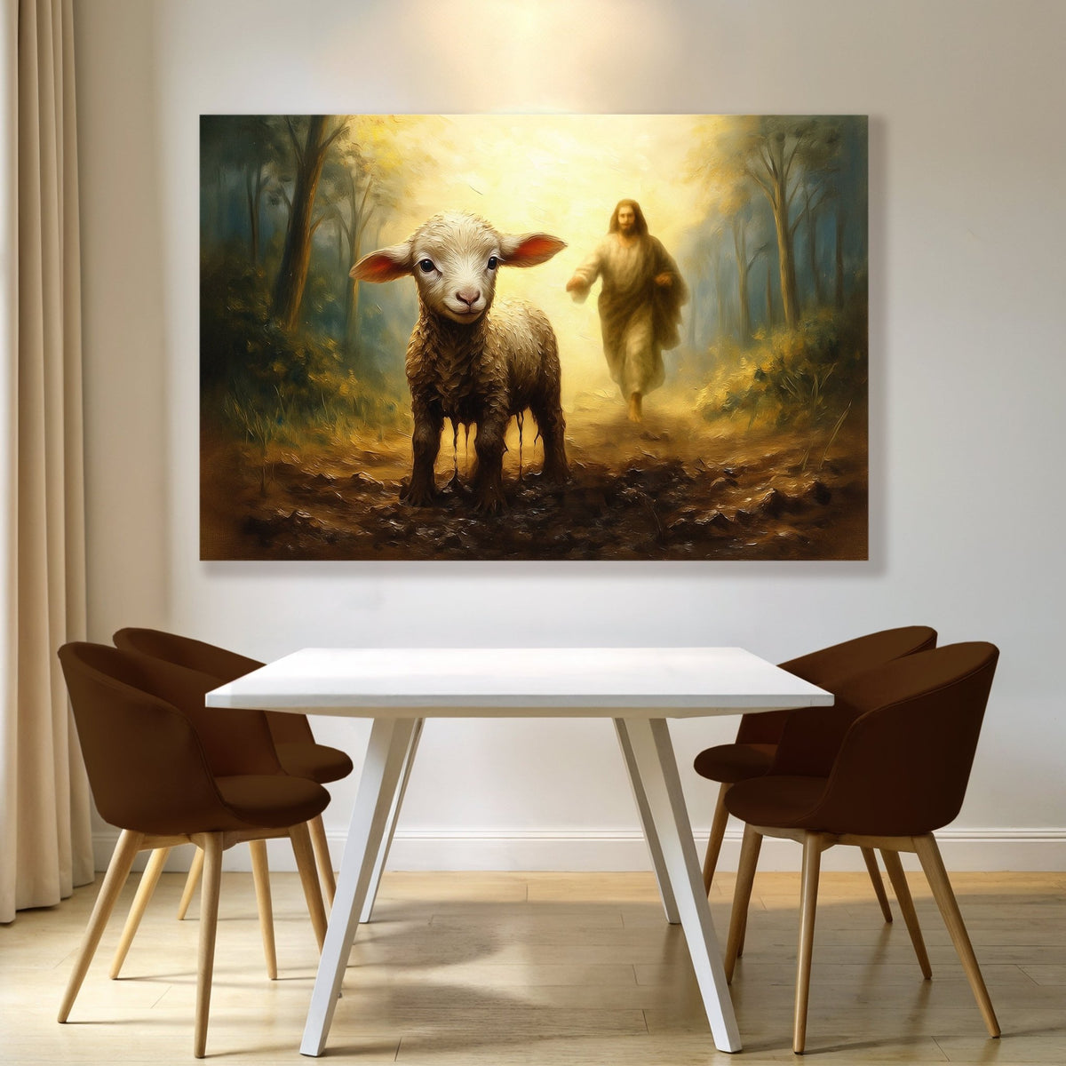 Jesus Running After A Lost Lamb Faith Wall Art - SNOODBANGER customs