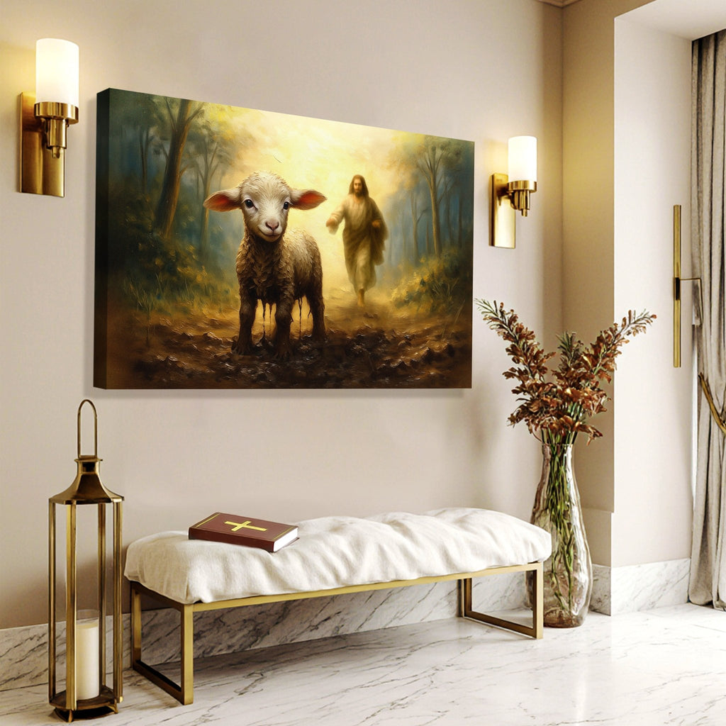 Jesus Running After A Lost Lamb Faith Wall Art - SNOODBANGER customs