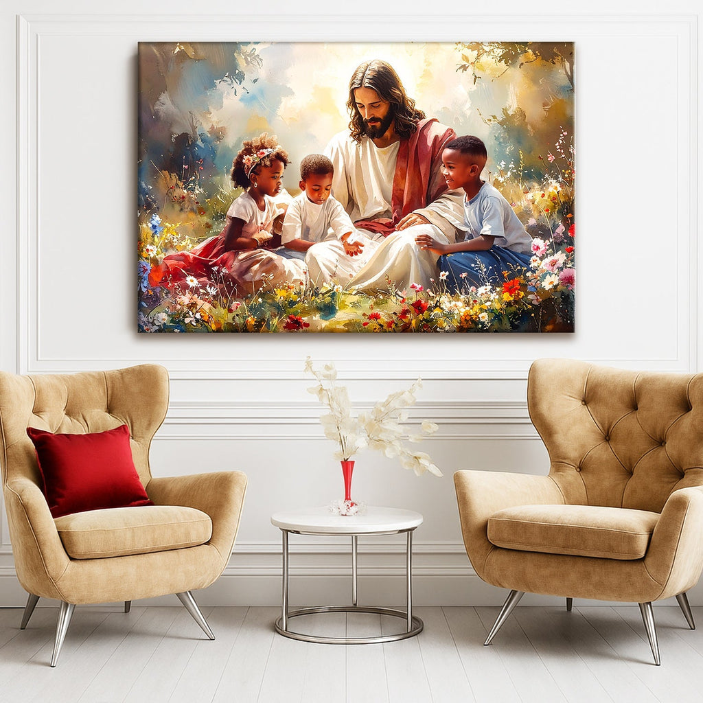 Jesus With Children Faith Wall Art V - SNOODBANGER customs