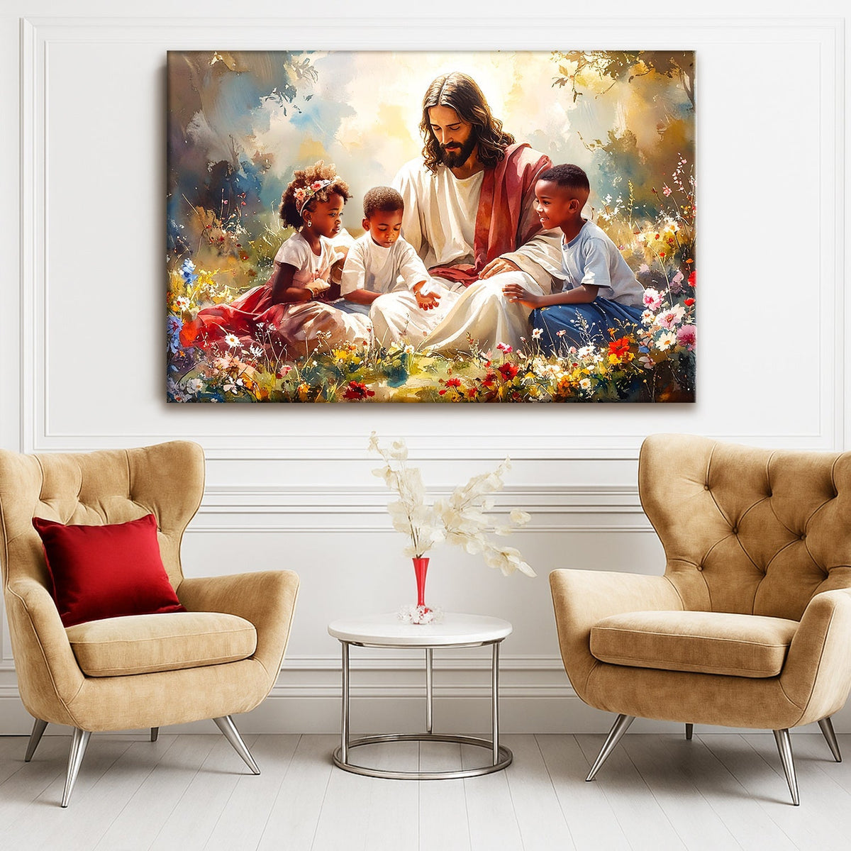 Jesus With Children Faith Wall Art V - SNOODBANGER customs