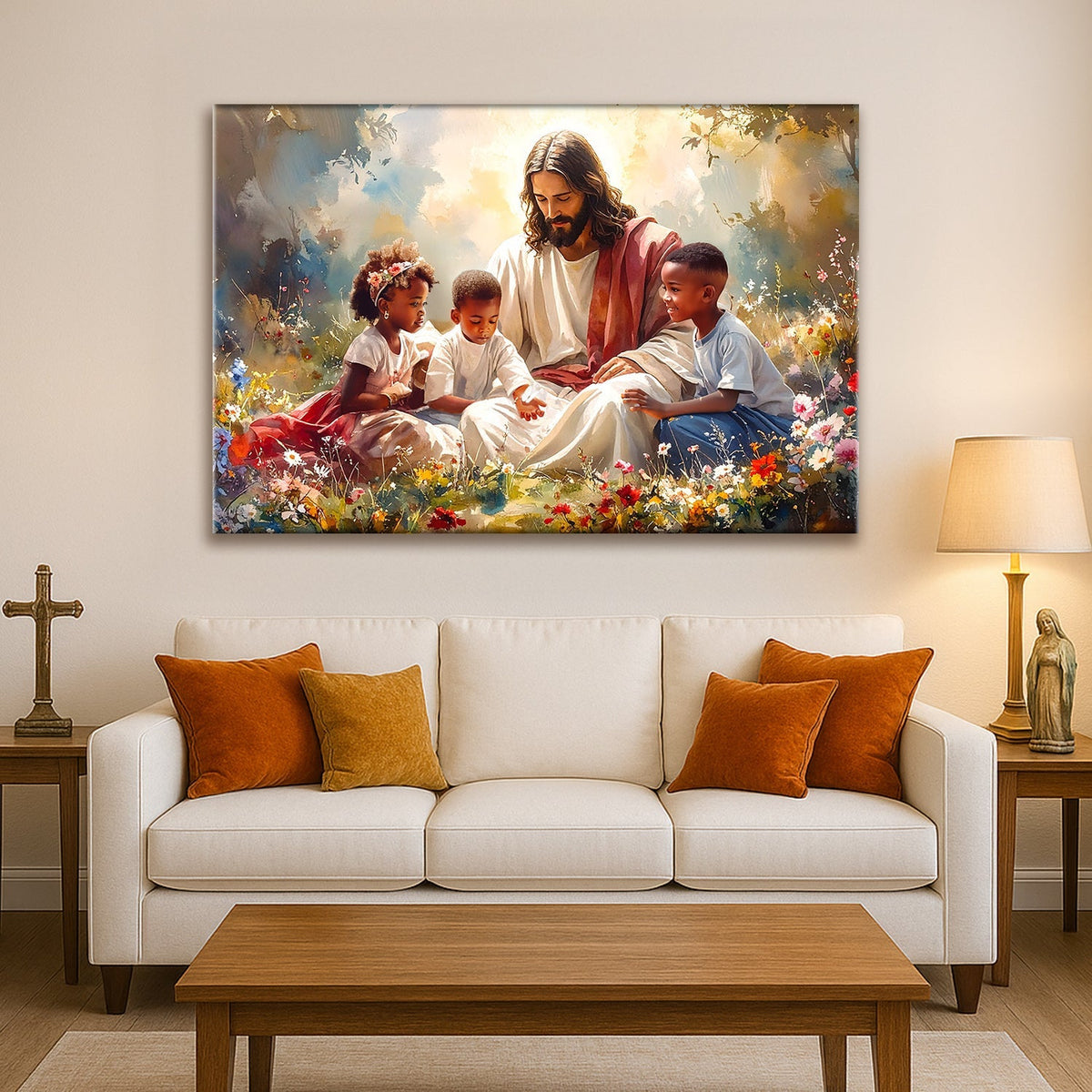 Jesus With Children Faith Wall Art V - SNOODBANGER customs