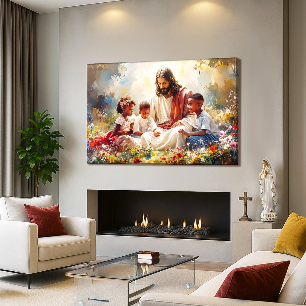 Jesus With Children Faith Wall Art V - SNOODBANGER customs