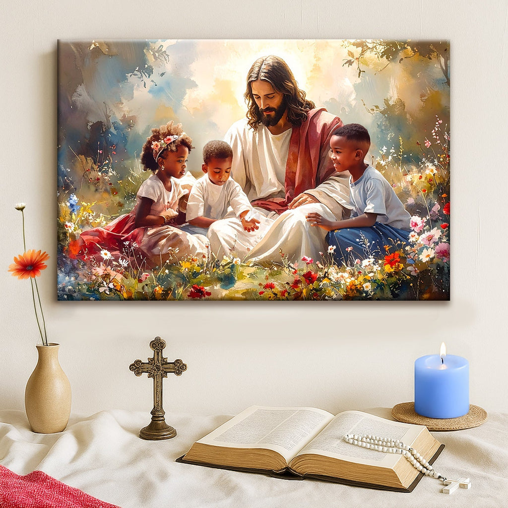 Jesus With Children Faith Wall Art V - SNOODBANGER customs