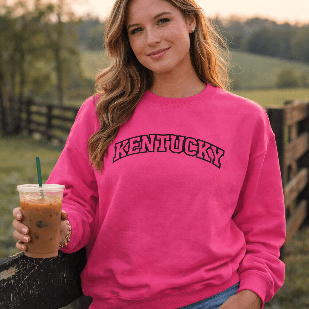 Kentucky Arched Sweatshirt | Thick Outline Block Letter Design | Basic - SNOODBANGER customs