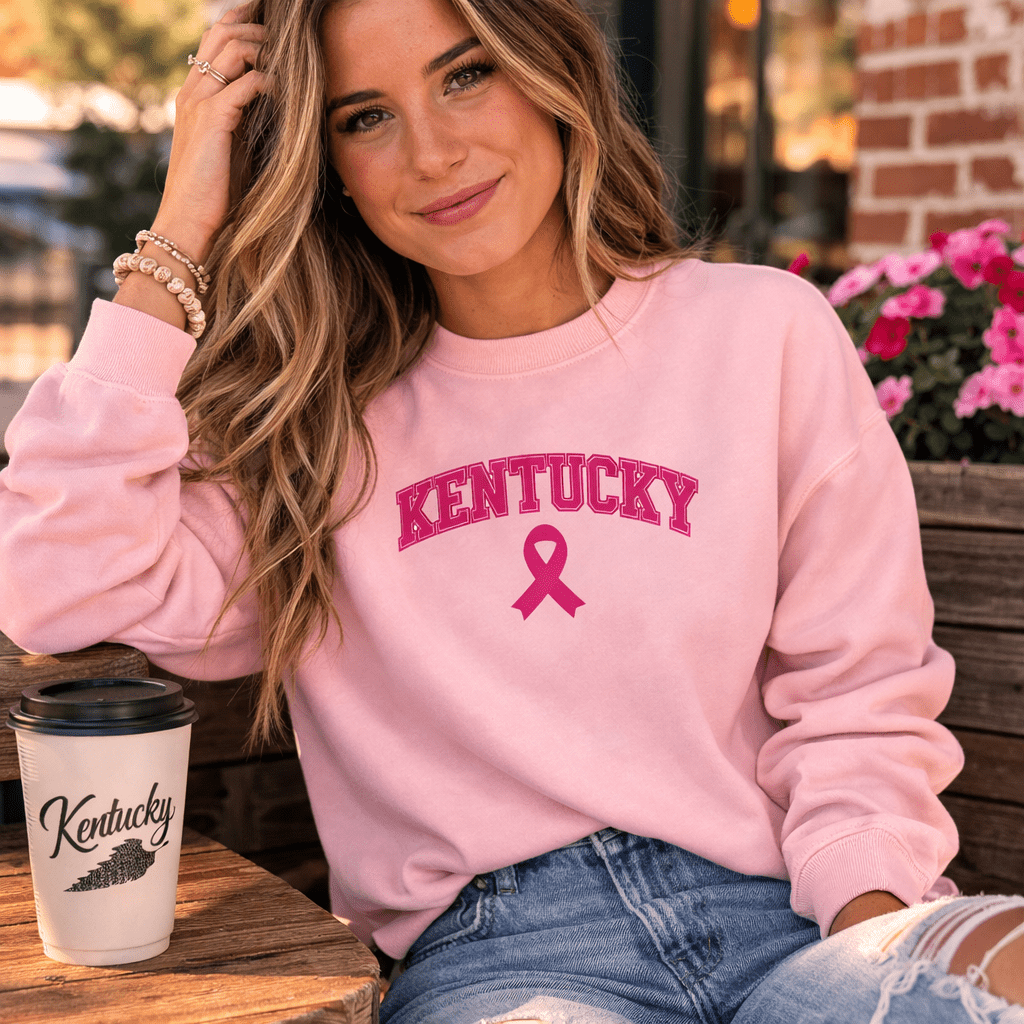 Kentucky Awareness Sweatshirt | Embroidered Pink Ribbon Design | Premium Fleece - SNOODBANGER customs