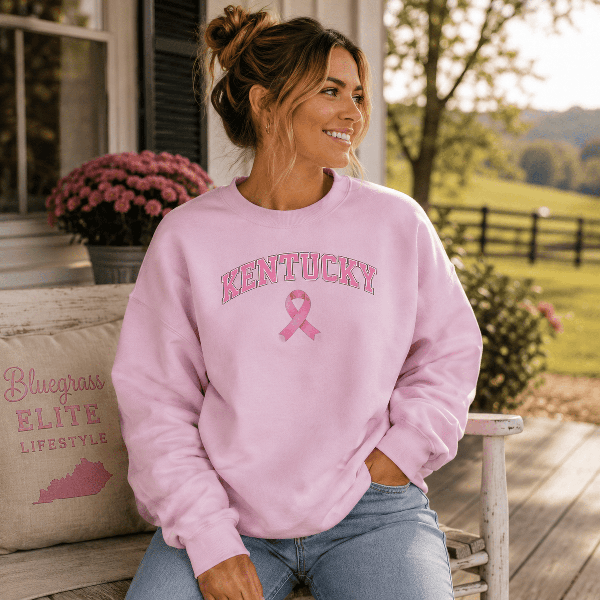 Kentucky Awareness Sweatshirt | Pink Ribbon Collegiate Design - SNOODBANGER customs