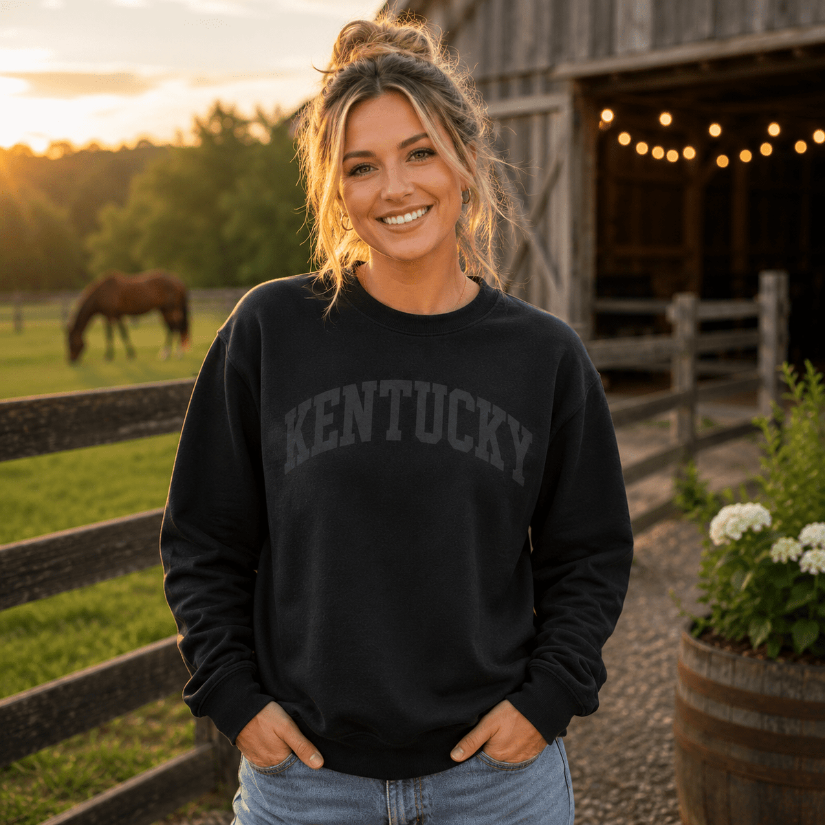 Kentucky Block Letter Sweatshirt | Bold Black Text | Vintage Fleece - SNOODBANGER customs