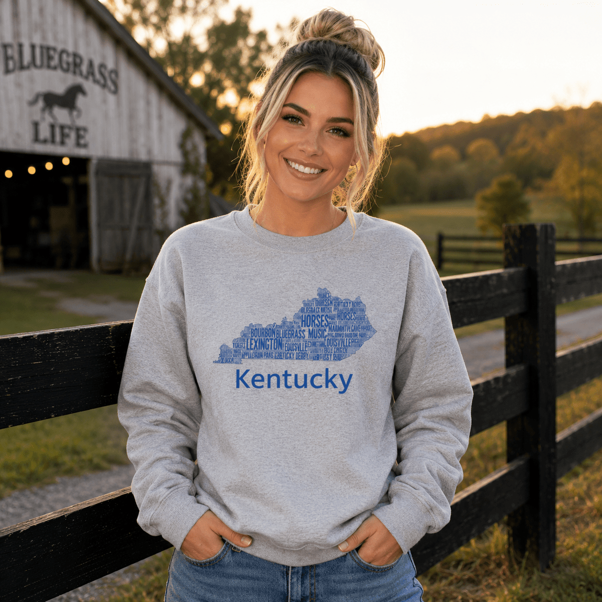Kentucky Blue Ink Sweatshirt – Comfy & Stylish Cotton-Blend Crewneck - SNOODBANGER customs