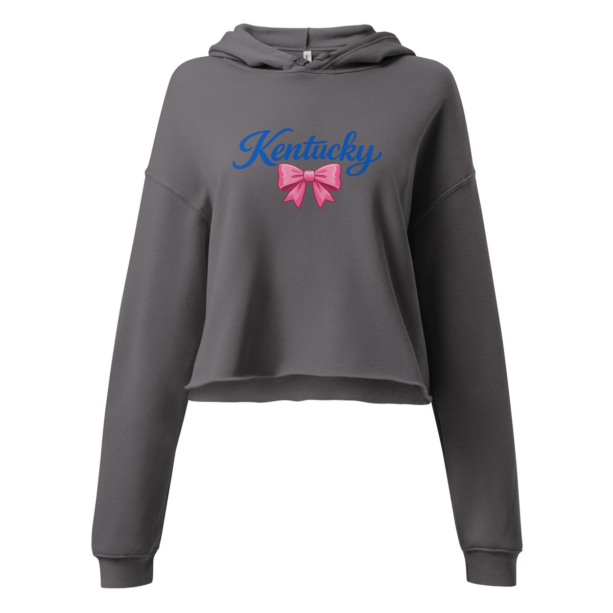 Kentucky Bow Crop Hoodie | Pink Bow + Blue Script | Fleece - SNOODBANGER customs