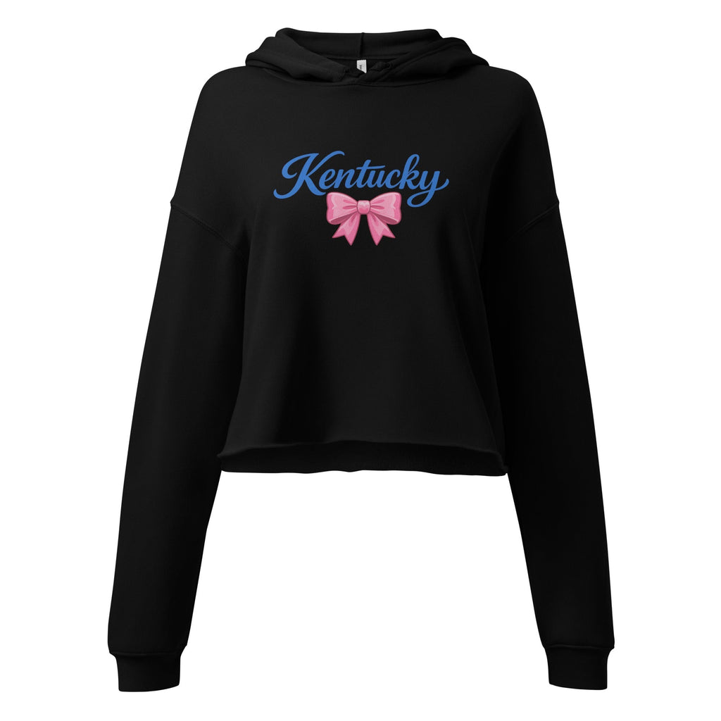 Kentucky Bow Crop Hoodie | Pink Bow + Blue Script | Fleece - SNOODBANGER customs