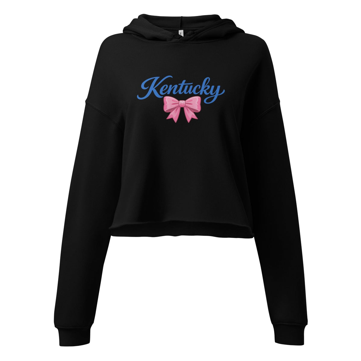 Kentucky Bow Crop Hoodie | Pink Bow + Blue Script | Fleece - SNOODBANGER customs
