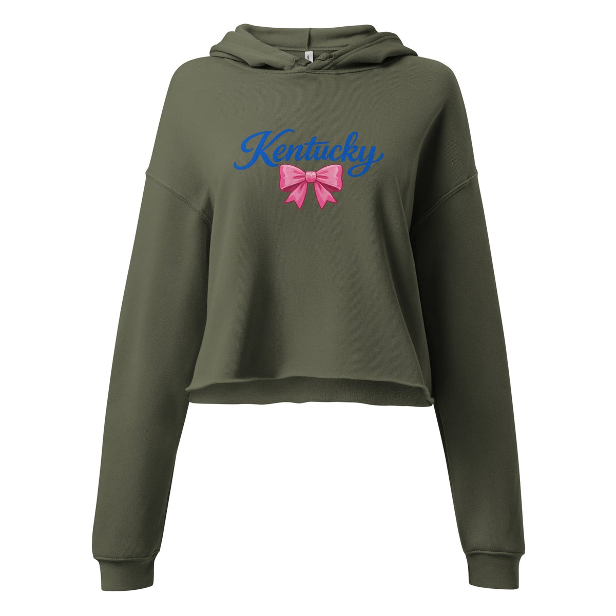 Kentucky Bow Crop Hoodie | Pink Bow + Blue Script | Fleece - SNOODBANGER customs