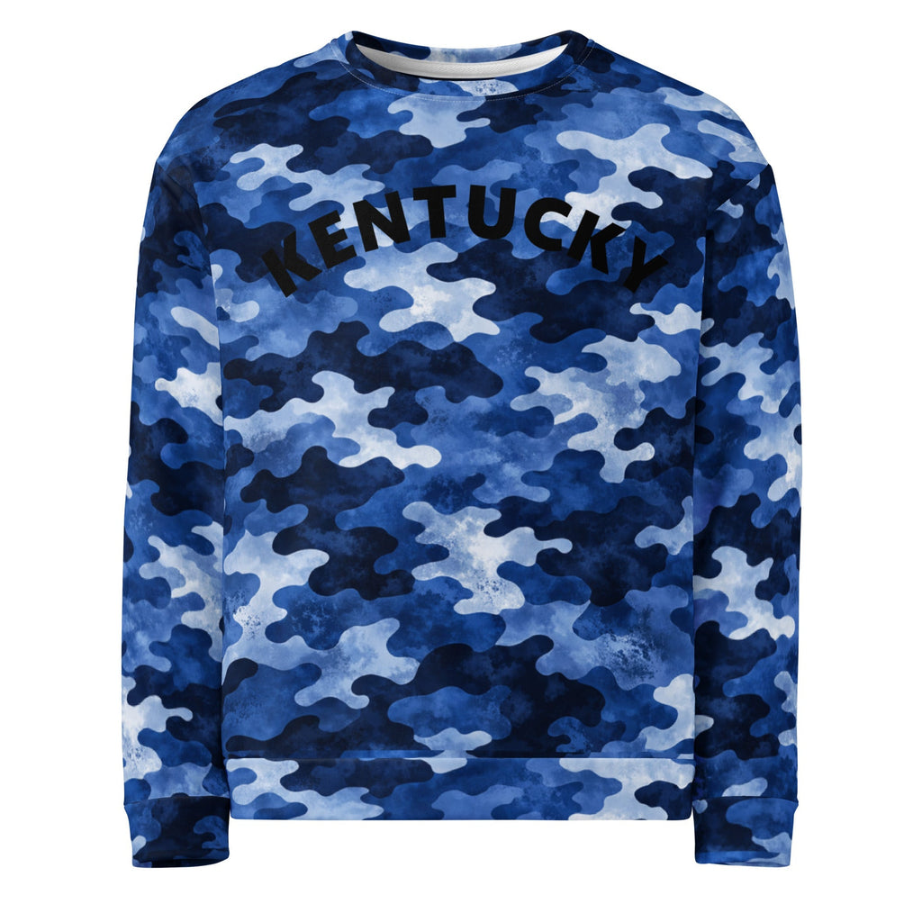 Kentucky Camo Sweatshirt | Blue All-Over Print | Unisex Fleece - SNOODBANGER customs