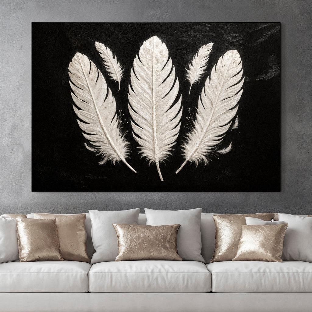 Minimalist Monochrome Feather Wall Art - SNOODBANGER customs