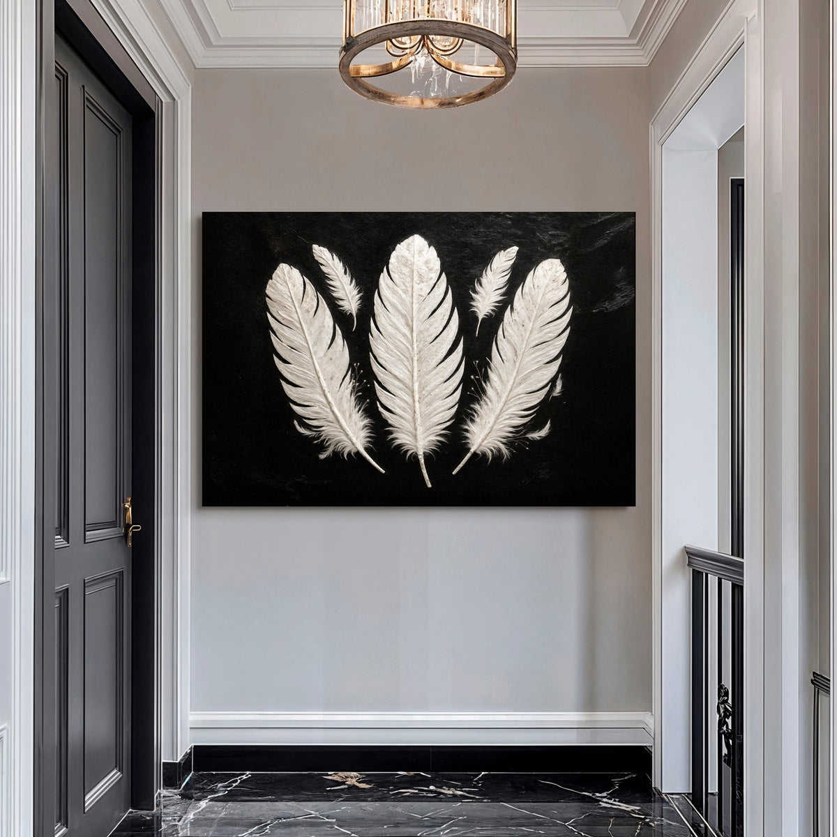 Minimalist Monochrome Feather Wall Art - SNOODBANGER customs