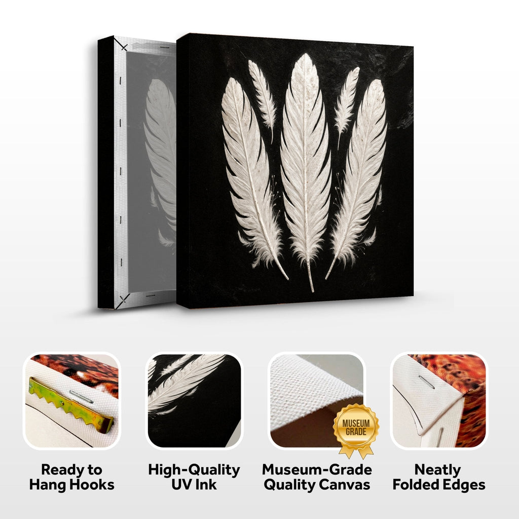Minimalist Monochrome Feather Wall Art - SNOODBANGER customs