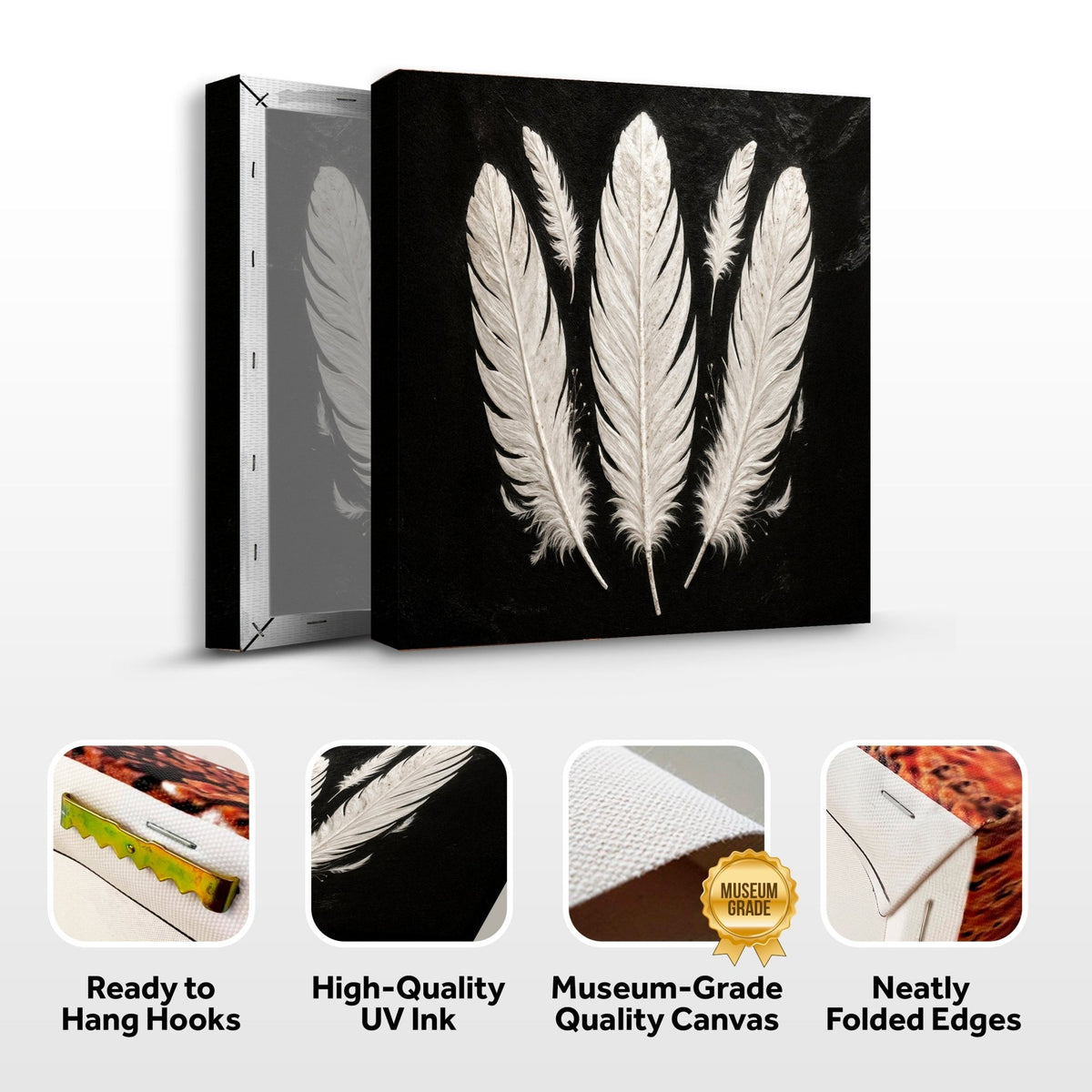 Minimalist Monochrome Feather Wall Art - SNOODBANGER customs
