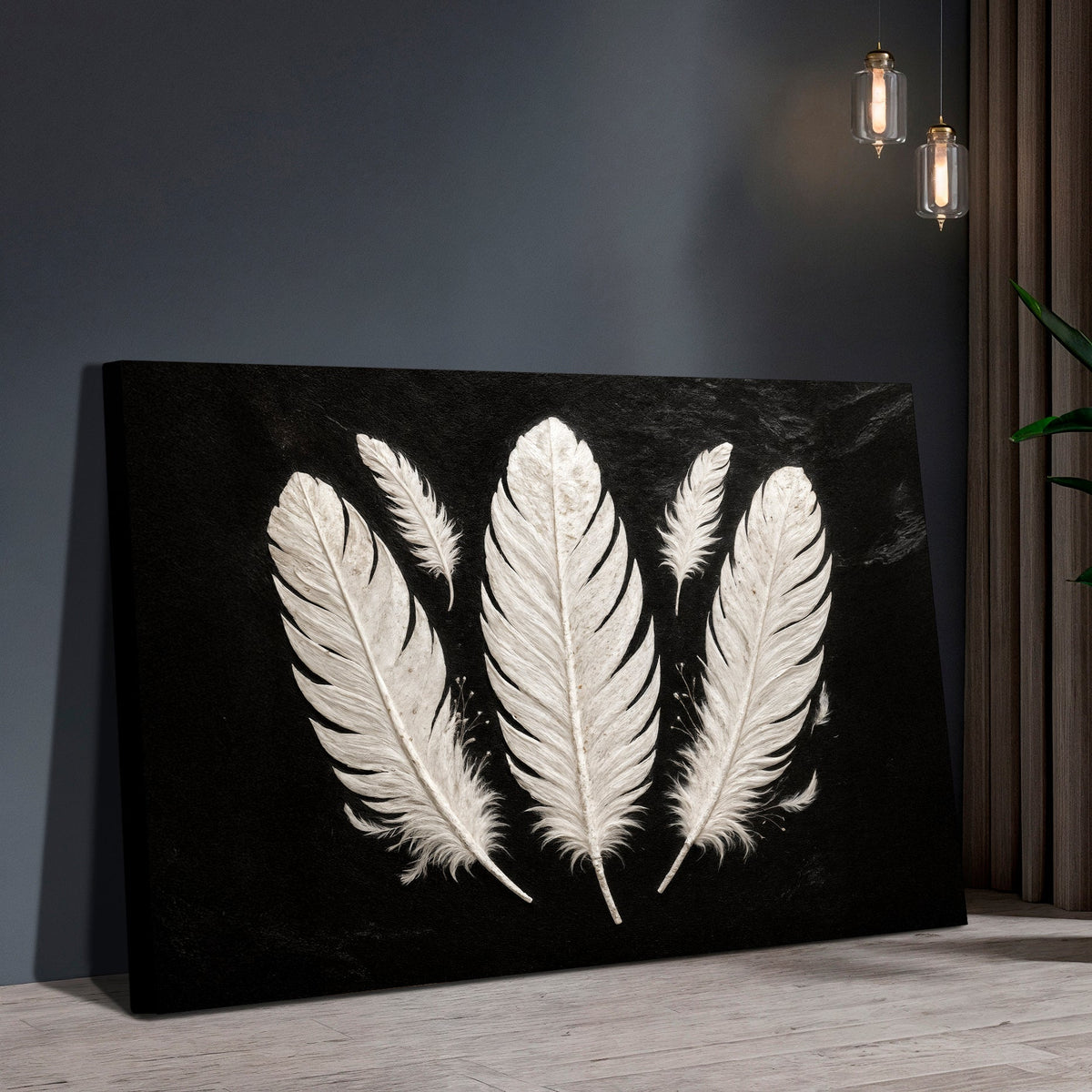 Minimalist Monochrome Feather Wall Art - SNOODBANGER customs