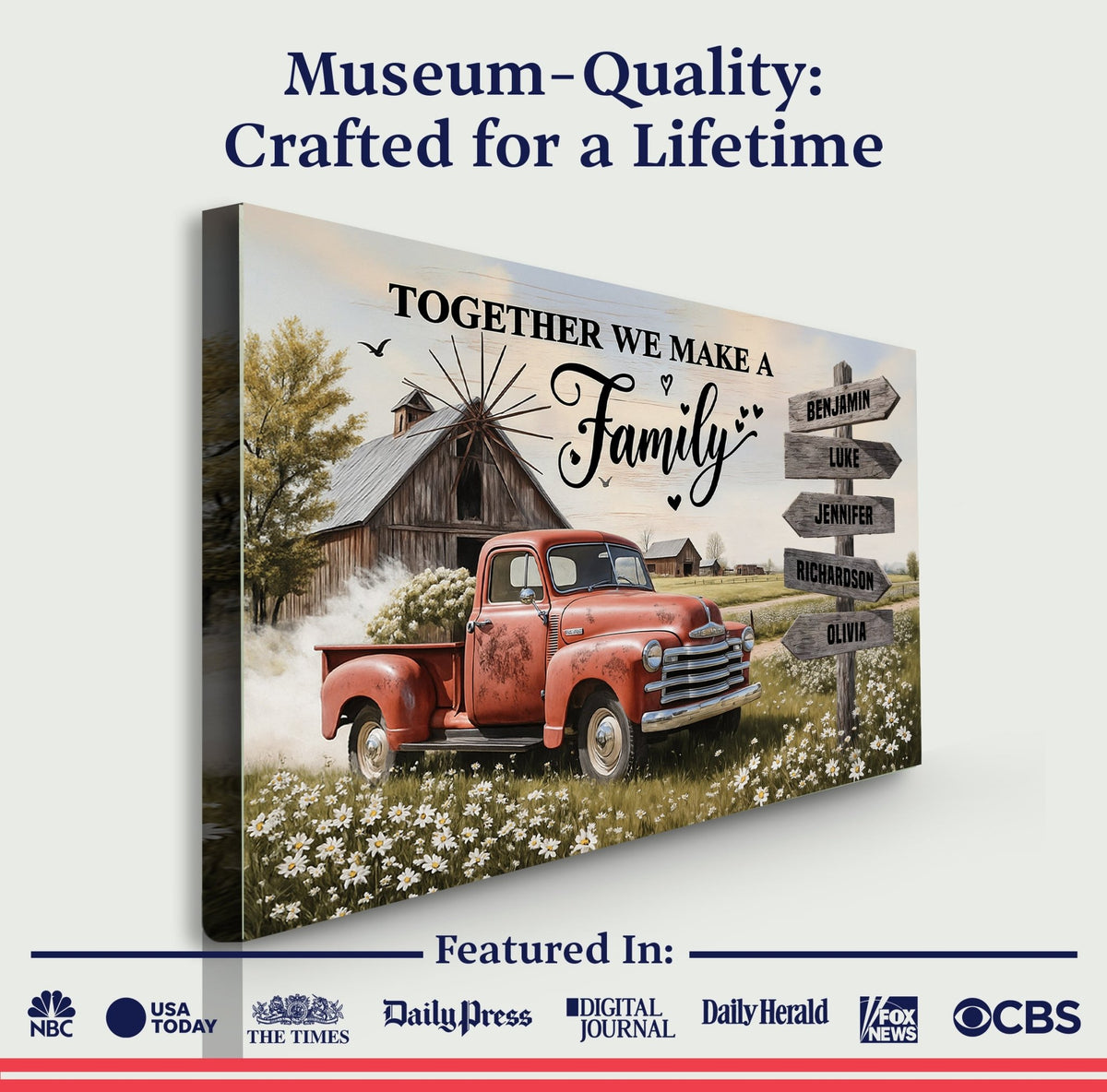 Personalized Family Farmhouse Old Truck Wall Art - SNOODBANGER customs