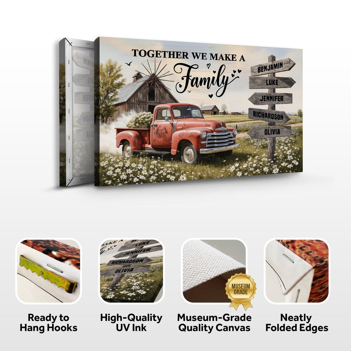 Personalized Family Farmhouse Old Truck Wall Art - SNOODBANGER customs