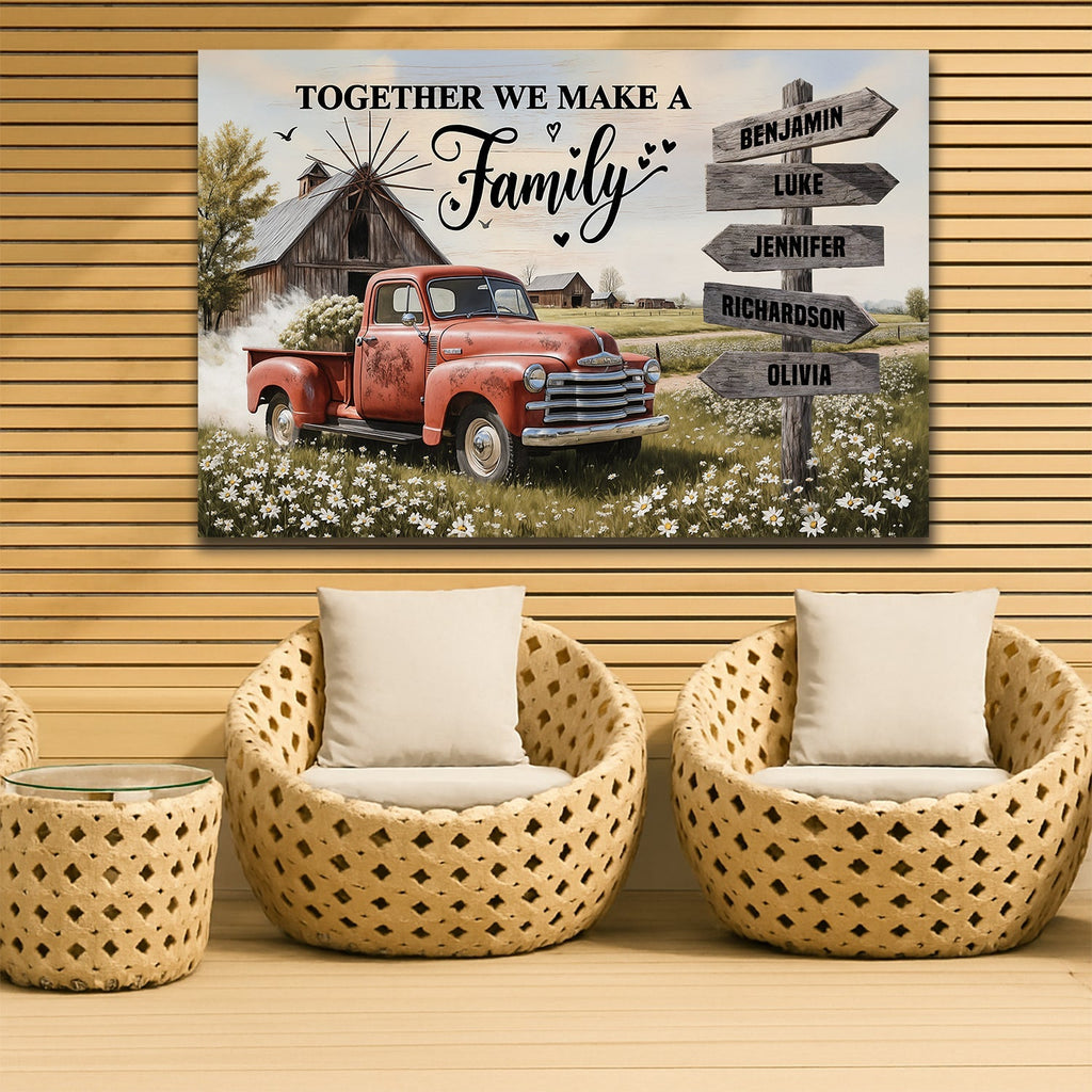 Personalized Family Farmhouse Old Truck Wall Art - SNOODBANGER customs
