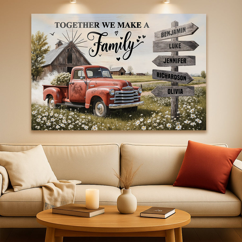 Personalized Family Farmhouse Old Truck Wall Art - SNOODBANGER customs