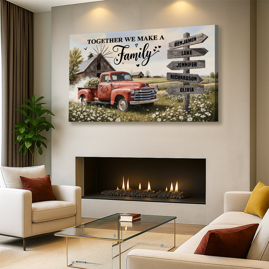 Personalized Family Farmhouse Old Truck Wall Art - SNOODBANGER customs