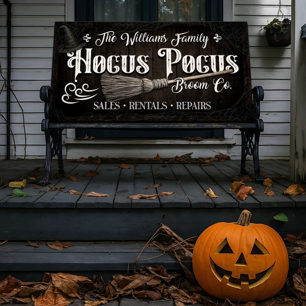 Personalized Hocus Pocus Broom Co. Wall Sign - SNOODBANGER customs