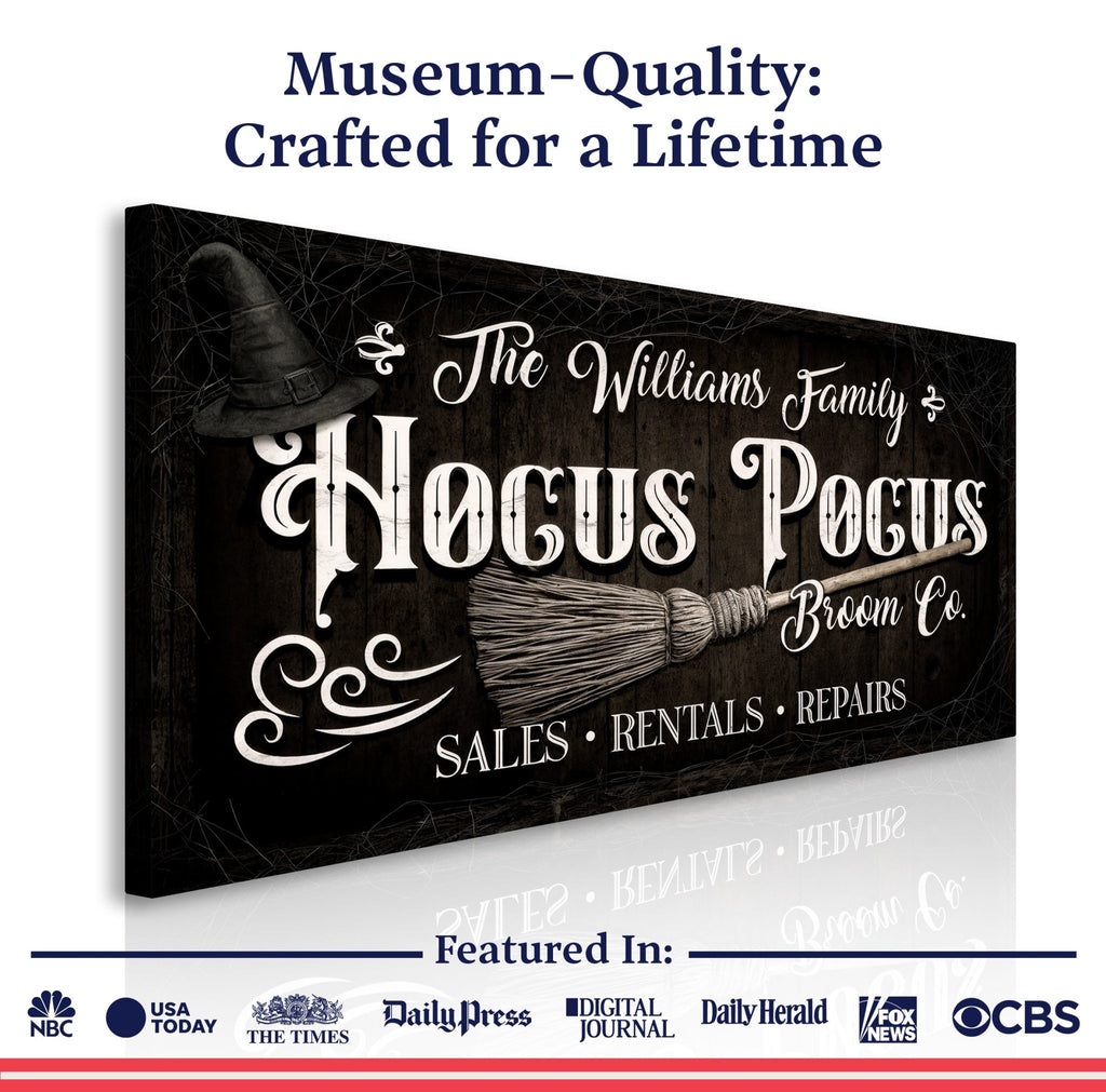 Personalized Hocus Pocus Broom Co. Wall Sign - SNOODBANGER customs