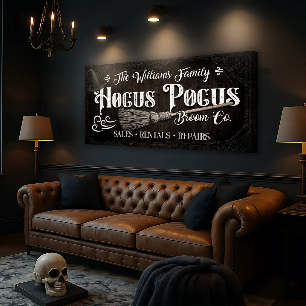 Personalized Hocus Pocus Broom Co. Wall Sign - SNOODBANGER customs