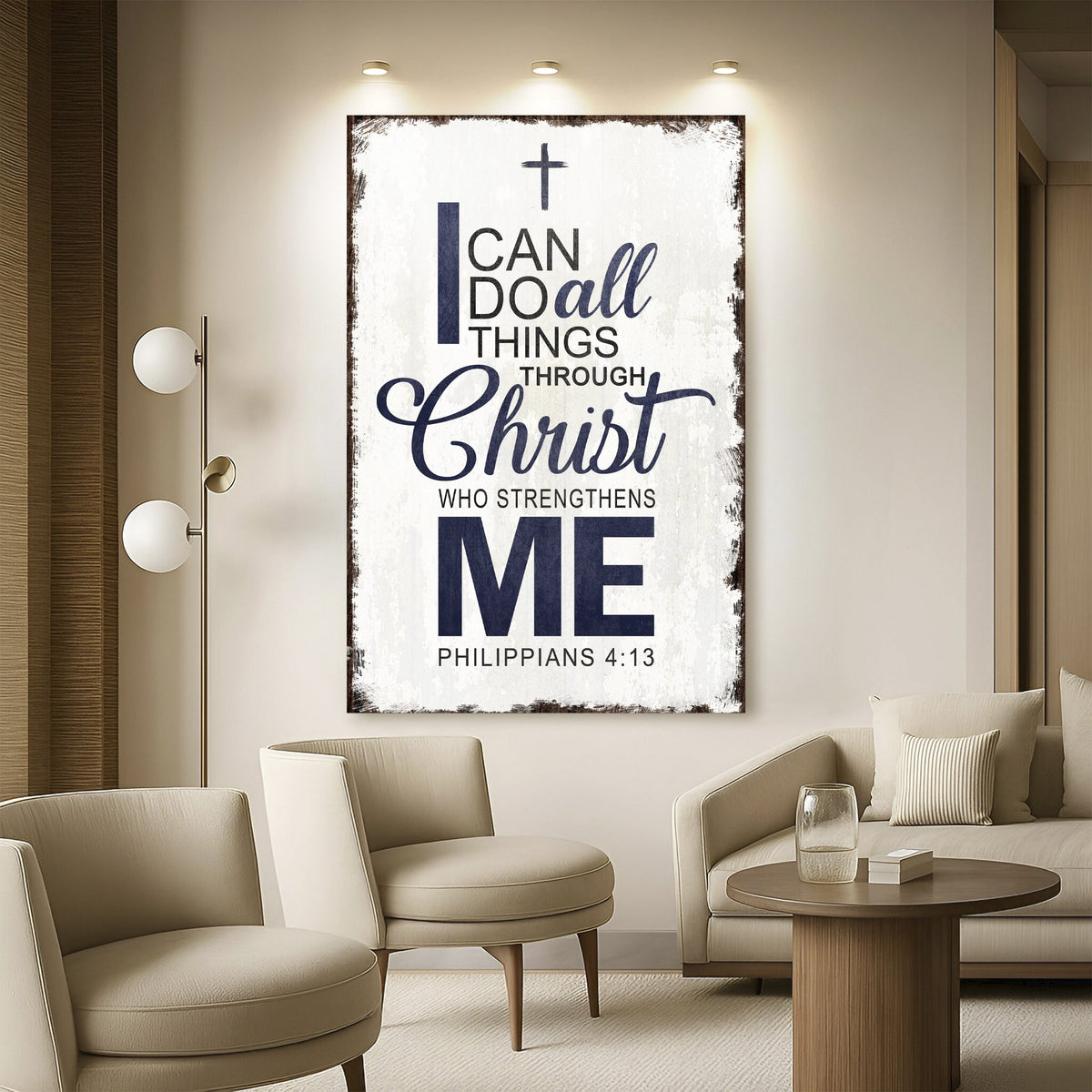 Philippians 4:13 - I Can Do All Things Through Christ Faith Sign II - SNOODBANGER customs