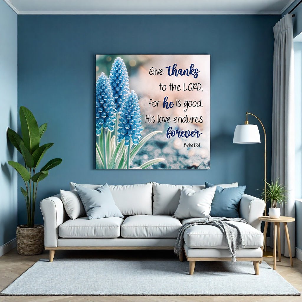 Psalm 136:1 - Give Thanks To The Lord Faith Wall Sign - SNOODBANGER customs