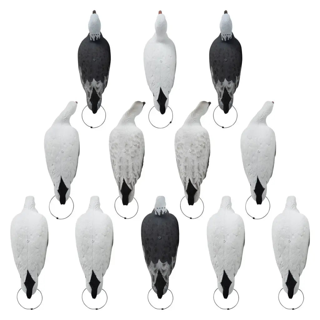 Rugged Series Full Body Snow and Blue Goose Touchdown Decoys 12-Pack - SNOODBANGER customs