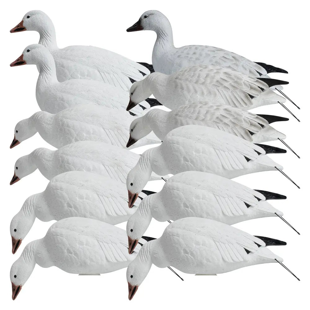 Rugged Series Full Body Snow Goose Touchdown Decoys 12-Pack - SNOODBANGER customs
