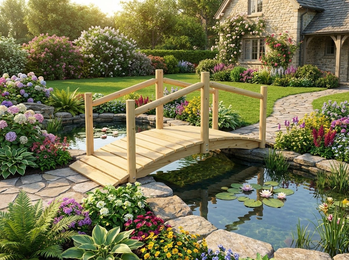 Rustic Wooden Garden Bridge - SNOODBANGER customs