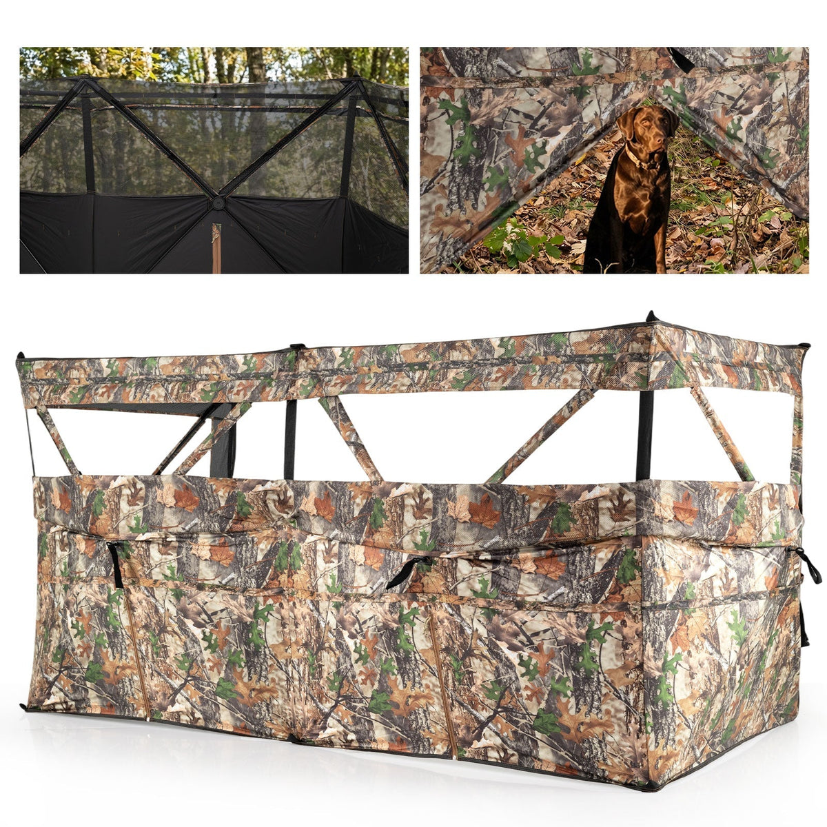 See-Through Hunting Blind Panel with Dog Door Pop up Waterflow Blind for 1-3 People - SNOODBANGER customs