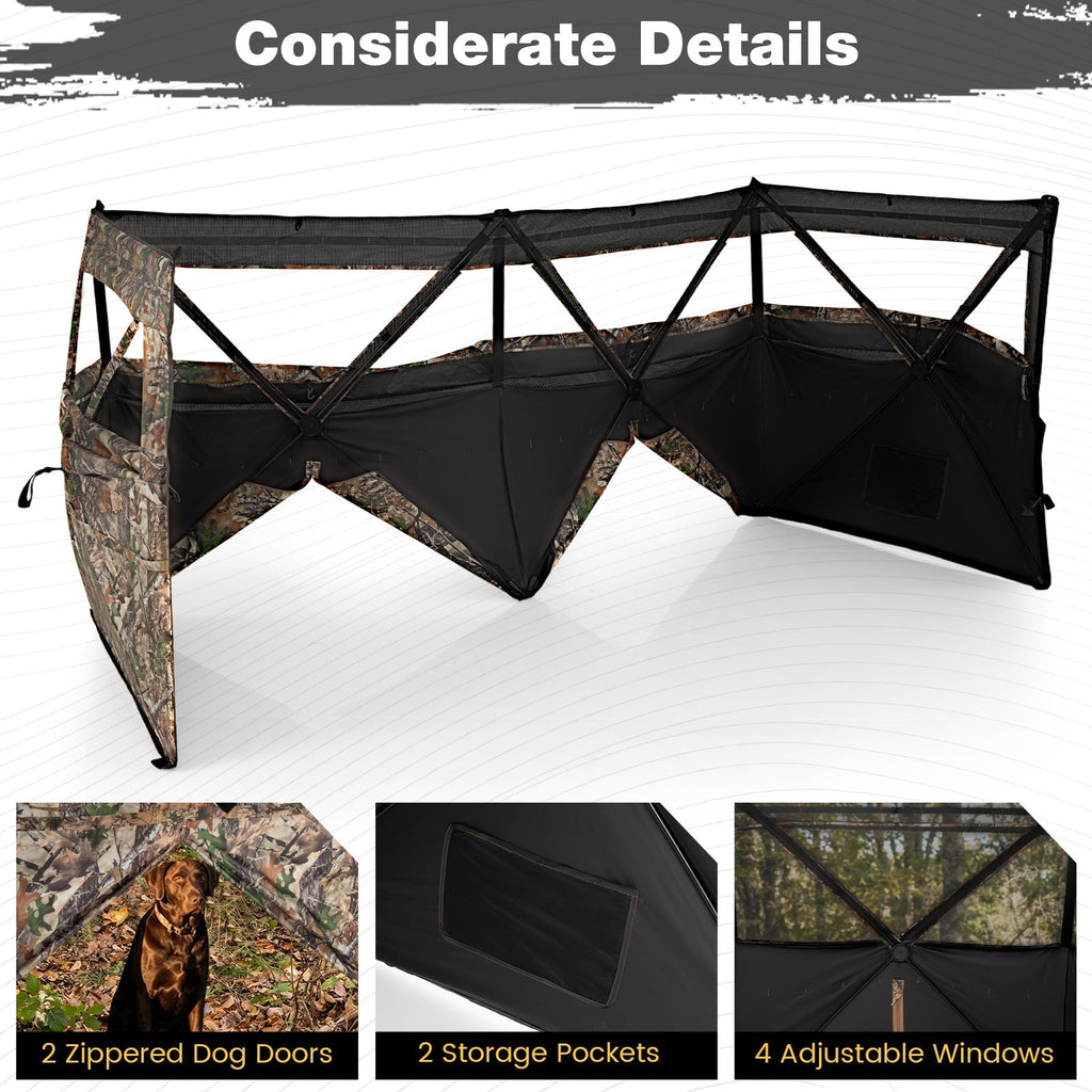 See-Through Hunting Blind Panel with Dog Door Pop up Waterflow Blind for 1-3 People - SNOODBANGER customs