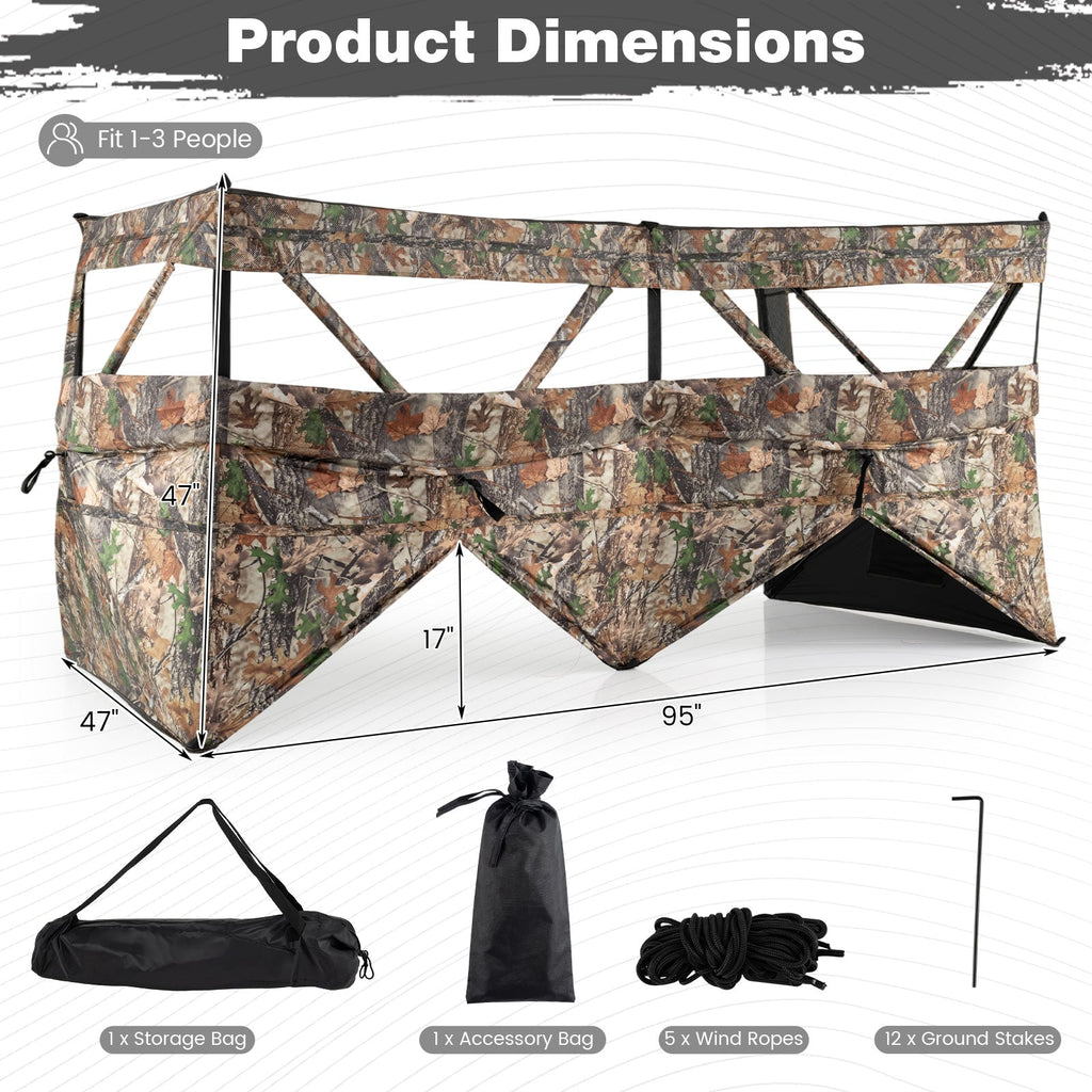 See-Through Hunting Blind Panel with Dog Door Pop up Waterflow Blind for 1-3 People - SNOODBANGER customs