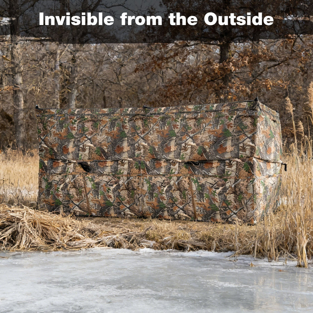 See-Through Hunting Blind Panel with Dog Door Pop up Waterflow Blind for 1-3 People - SNOODBANGER customs
