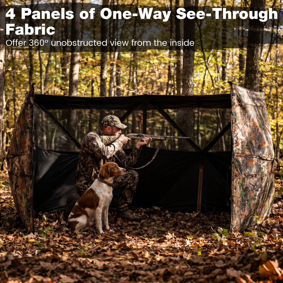 See-Through Hunting Blind Panel with Dog Door Pop up Waterflow Blind for 1-3 People - SNOODBANGER customs