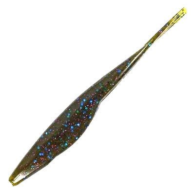 Triple Tail Jerk Shad - Green Pumpkin Blue and Purple Flake - SNOODBANGER customs