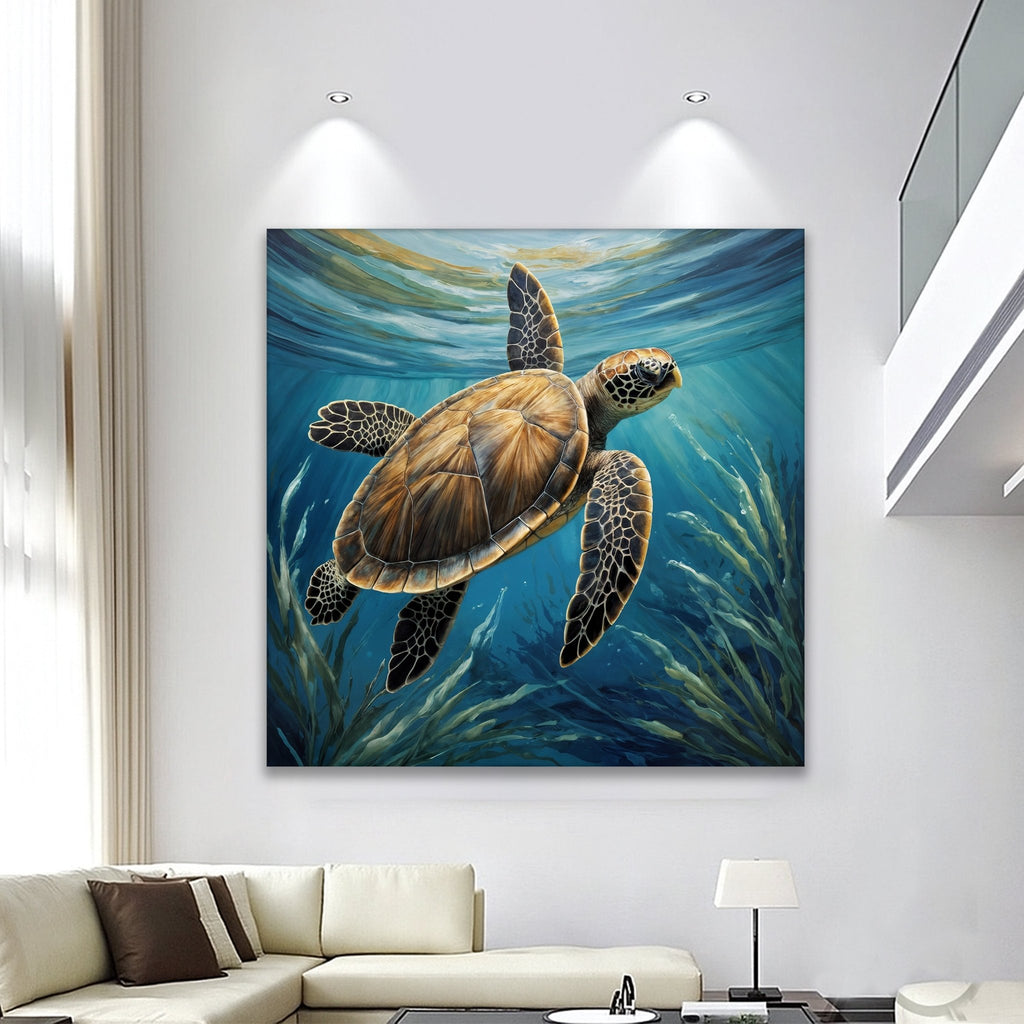 Turtle In Seagrass Coastal Wall Art - SNOODBANGER customs