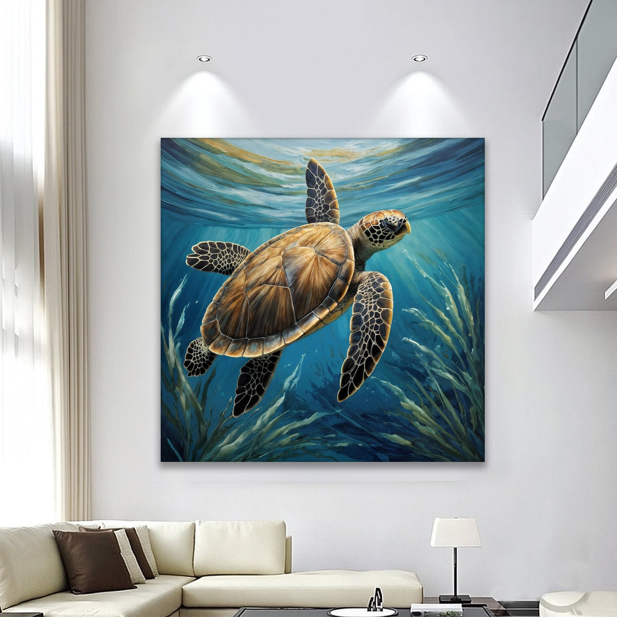 Turtle In Seagrass Coastal Wall Art - SNOODBANGER customs