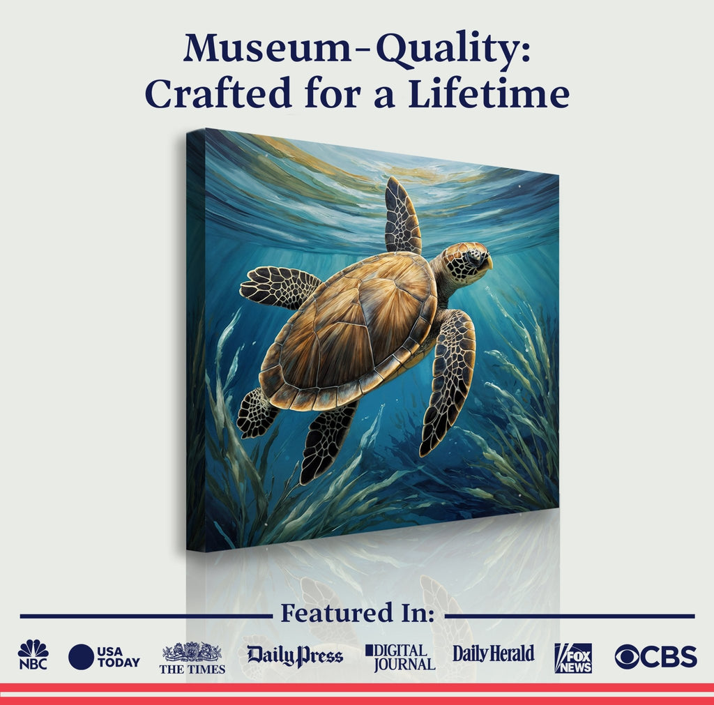 Turtle In Seagrass Coastal Wall Art - SNOODBANGER customs