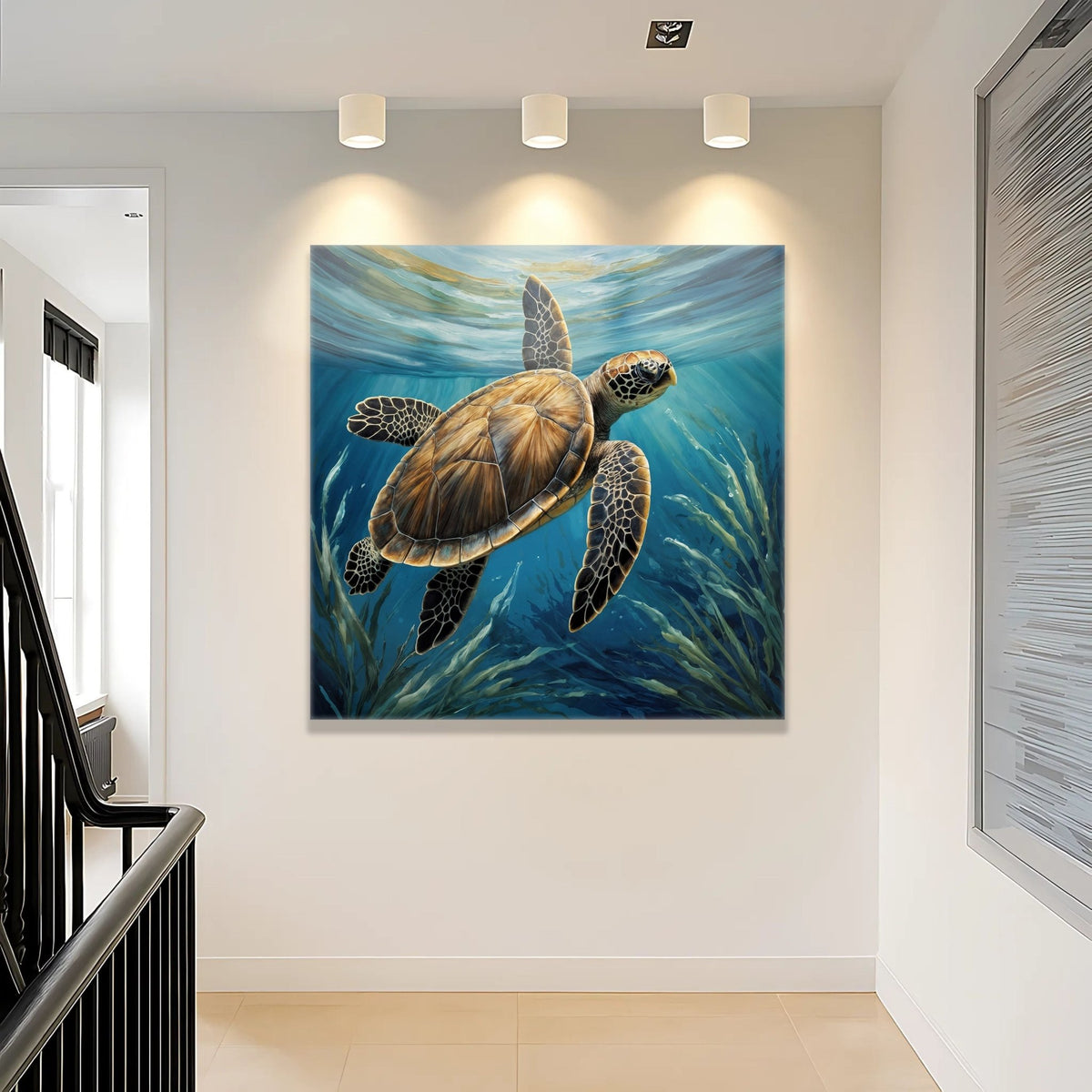 Turtle In Seagrass Coastal Wall Art - SNOODBANGER customs
