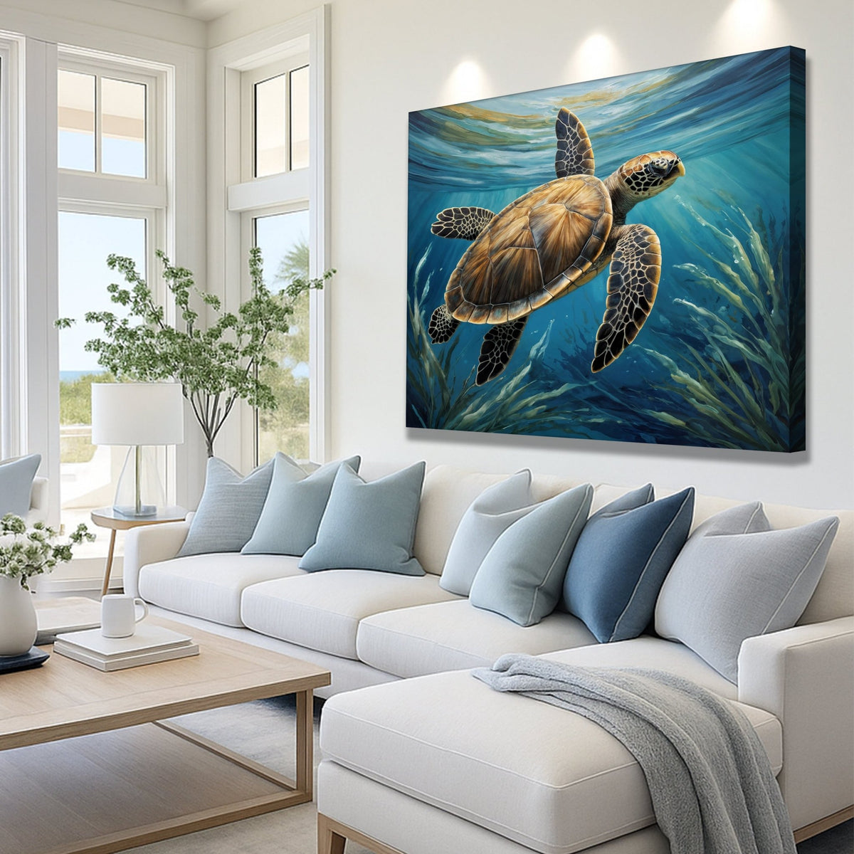 Turtle In Seagrass Coastal Wall Art - SNOODBANGER customs