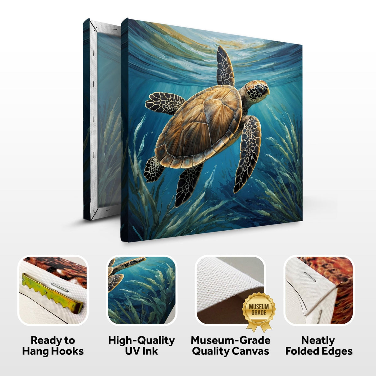Turtle In Seagrass Coastal Wall Art - SNOODBANGER customs