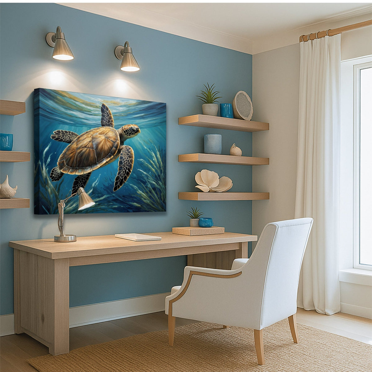 Turtle In Seagrass Coastal Wall Art - SNOODBANGER customs