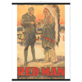 Vintage Old Red Man Tobacco Advertisement Poster with Magnetic Wood Hanger - SNOODBANGER customs